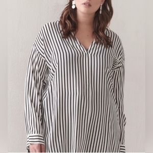 Additon-elle Penningtons Blouse Button Up Striped Tunic Shirt Top Plus S…